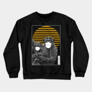 Animal Drawing -  Monkey Wearing a Mask Crewneck Sweatshirt